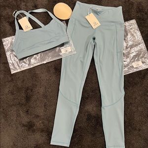Slate Blue Feed Me Fight Me leggings bra set Sz med